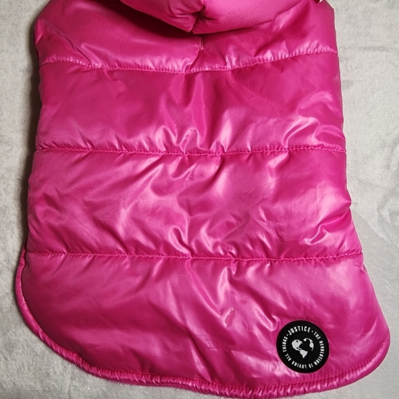 Justice Pet Puffer Jacket Pink with Hood Reversible Dog Coat Size Small NWT - Picture 9 of 10